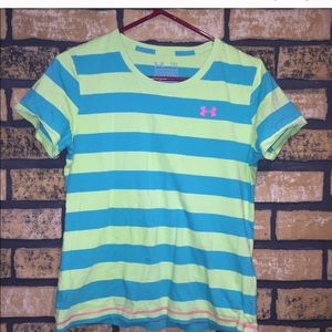 UnderArmour Green & Blue Striped Shortsleeved Tee